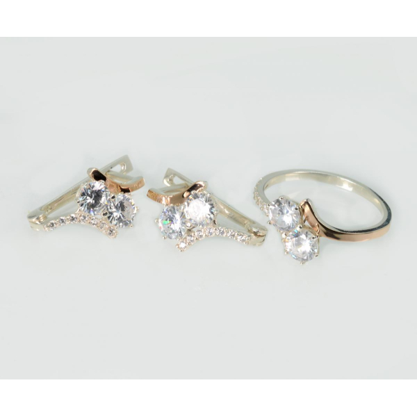 Серебряный гарнитур с золотыми вставками (257)