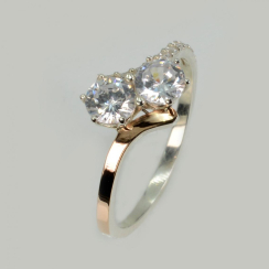 Серебряное кольцо с золотыми вставками