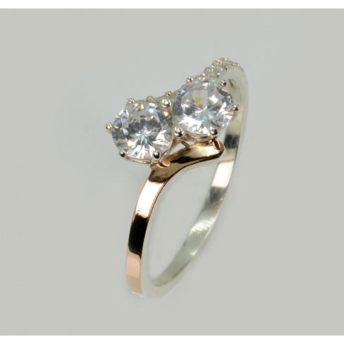 Срібна каблучка з золотими вставками