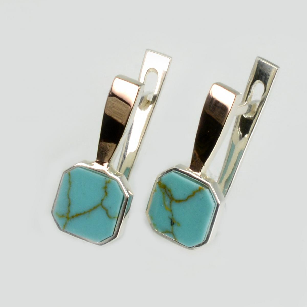 Серебряные серьги с бирюзой (259c-2)