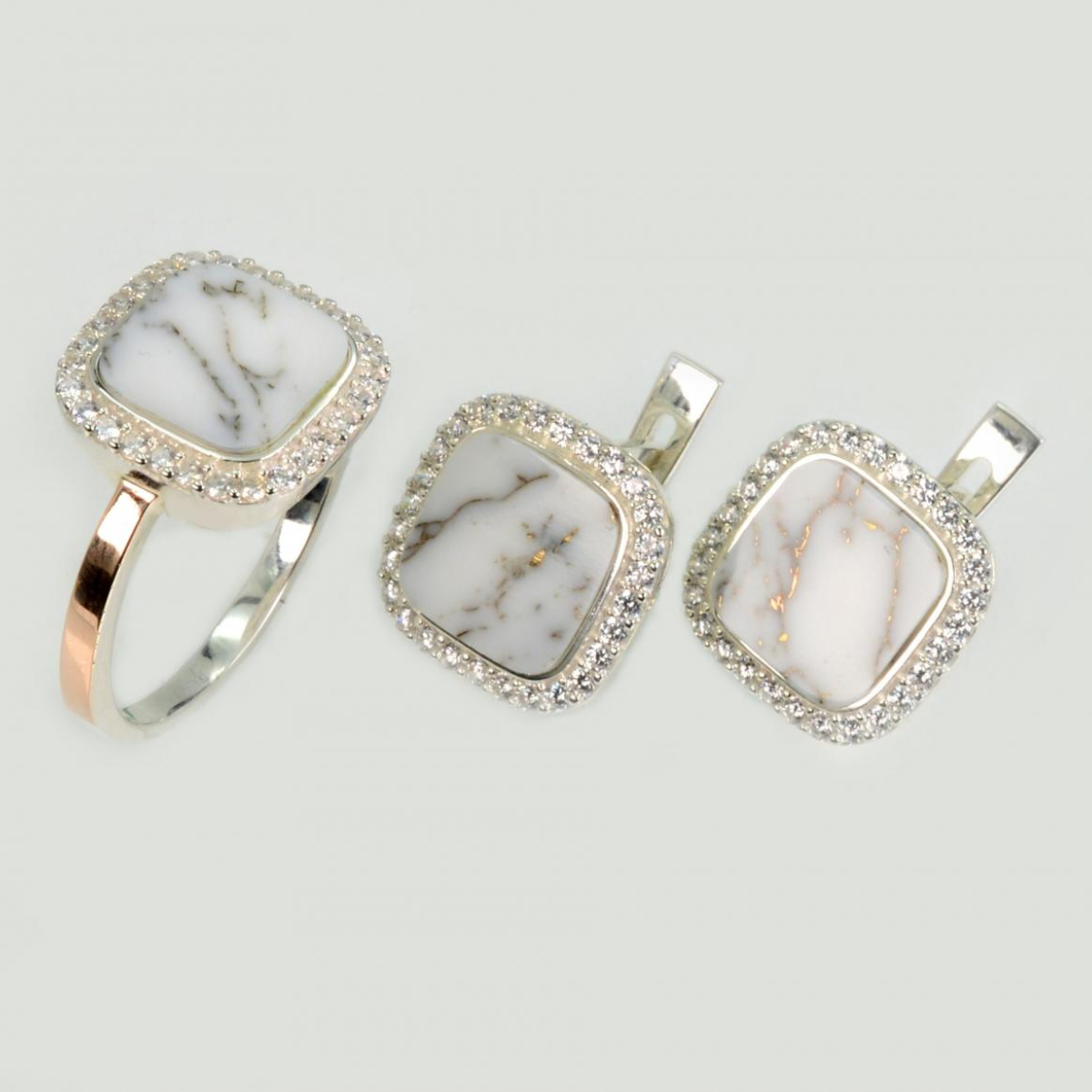 Серебряный набор с агатом (260-1)