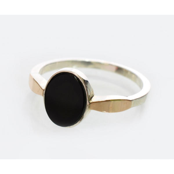 Серебряное кольцо с золотыми вставками (261к)