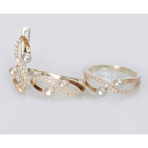 Срібний набір з перлинами