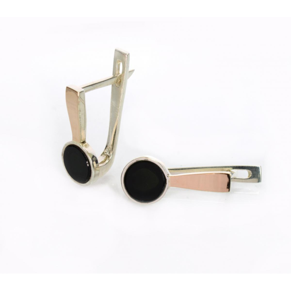 Серебряные серьги с ониксом (264с)