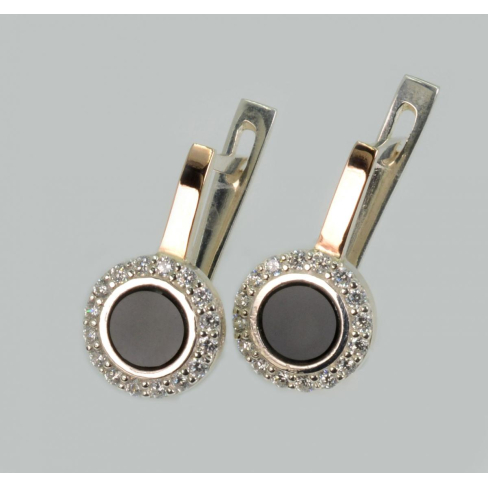 Серебряные серьги с оникосм