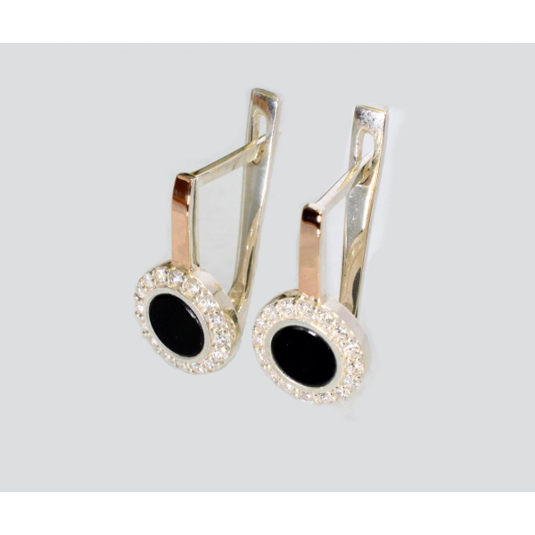 Серебряные серьги с оникосм (265с)