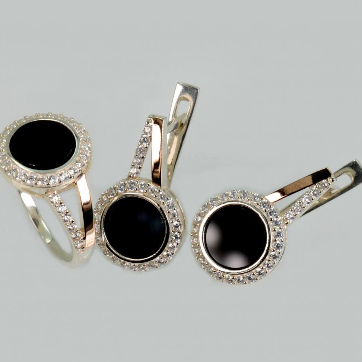 Серебряный набор с золотими пластинами (267)