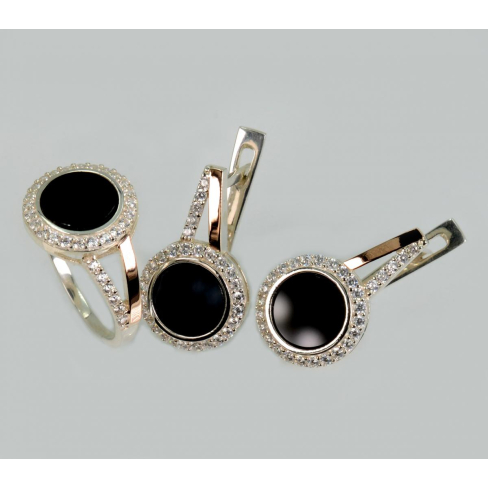 Серебряный набор с золотими пластинами