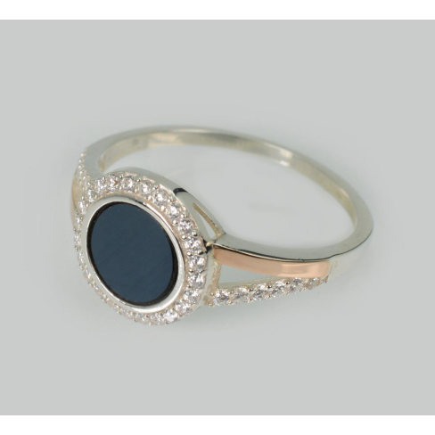 Срібна каблучка з золотими вставками