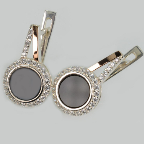 Серебряные серьги с золотыми пластинами