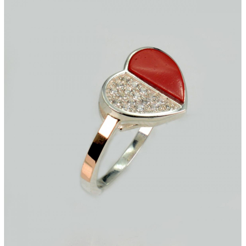 Серебряное кольцо с кораллом