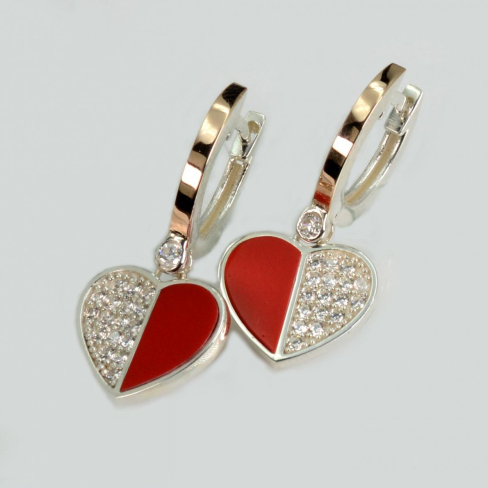 Серебряные серьги с кораллом