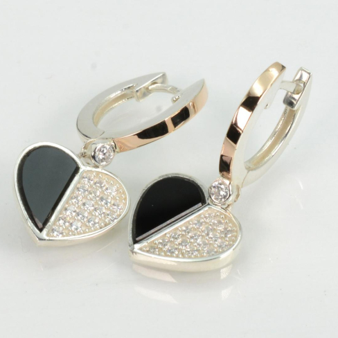 Серебряные серьги с золотыми пластинами