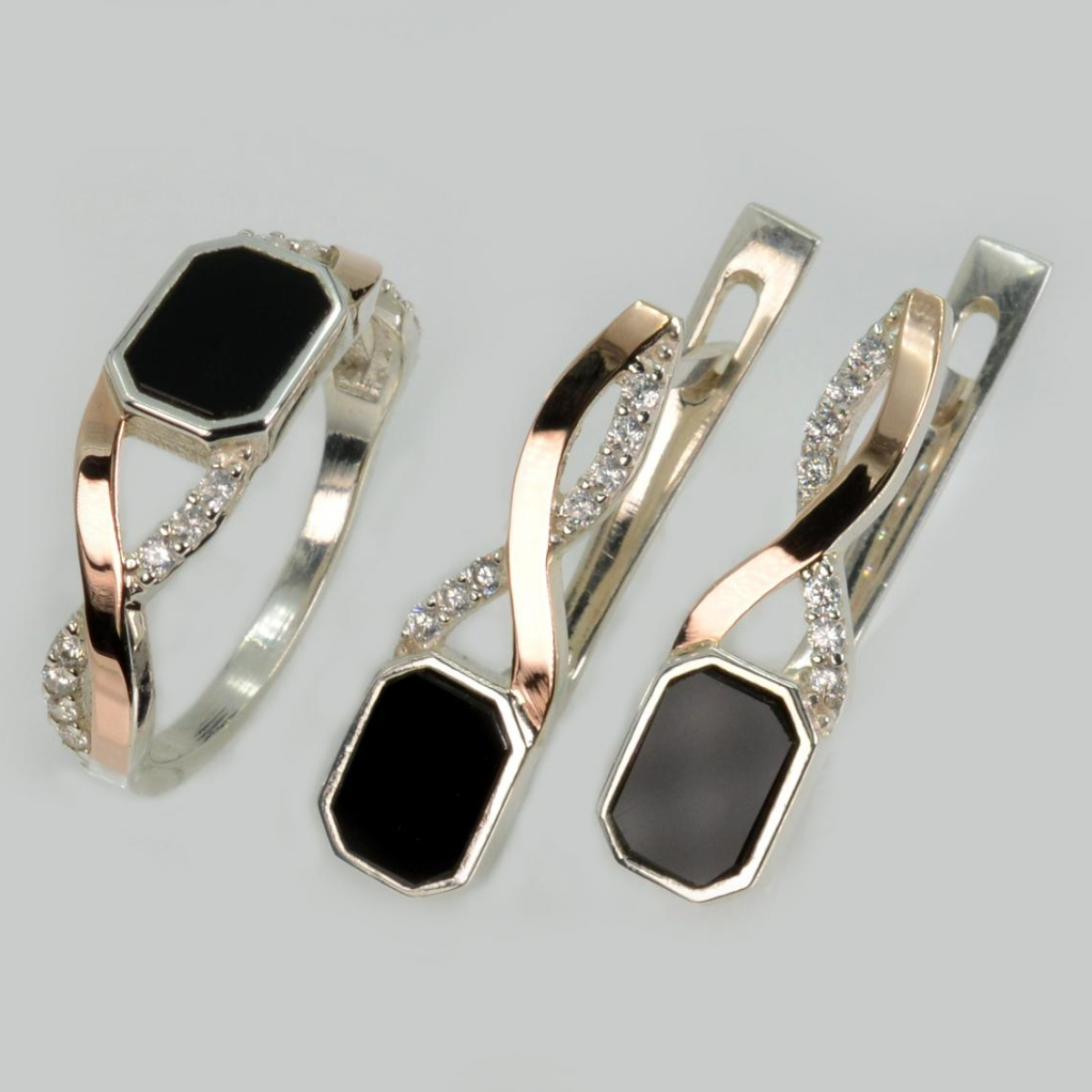 Серебряный набор с золотими пластинами (269)