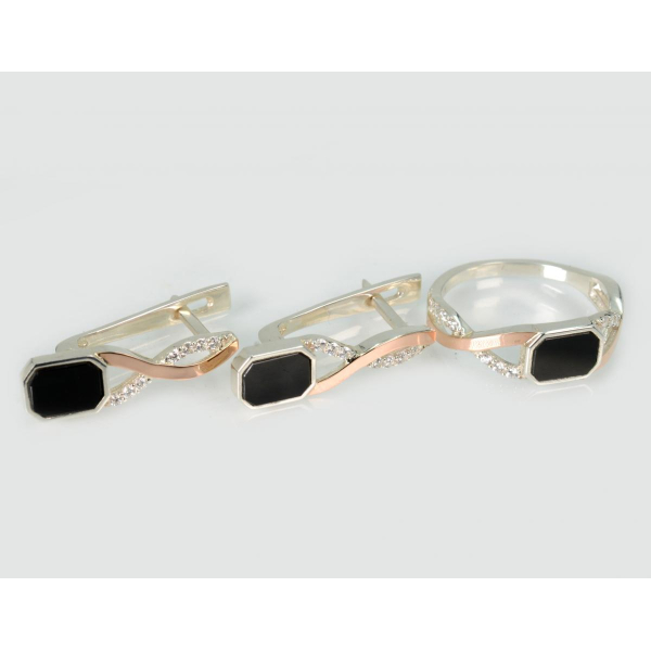 Серебряный набор с золотими пластинами (269)