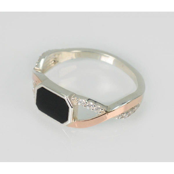 Серебряное кольцо с золотыми вставками (269к)