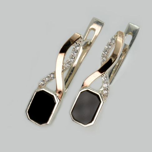 Серебряные серьги с золотыми пластинами