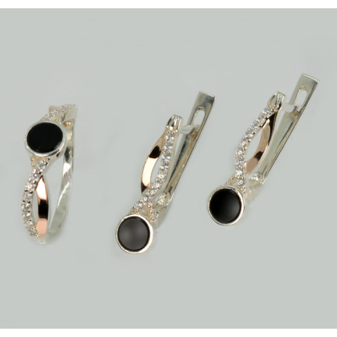 Срібний набір з золотими пластинами