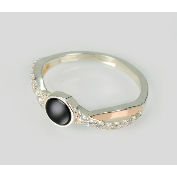 Серебряное кольцо с золотыми вставками (270к)