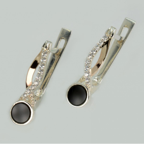 Серебряные серьги с золотыми пластинами