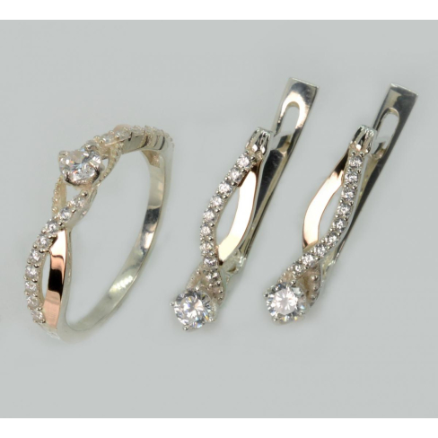 Серебряный набор с золотими пластинами