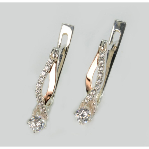 Серебряные серьги с золотыми пластинами