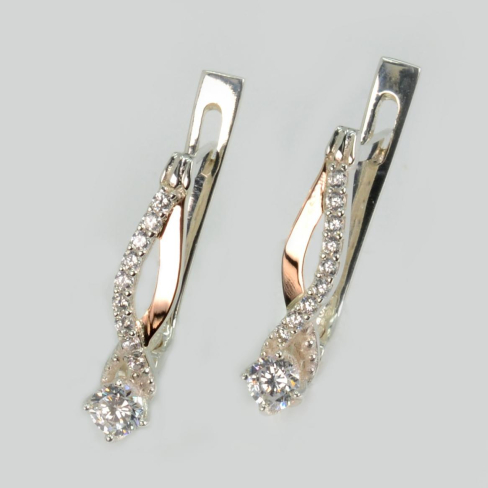 Серебряные серьги с золотыми пластинами