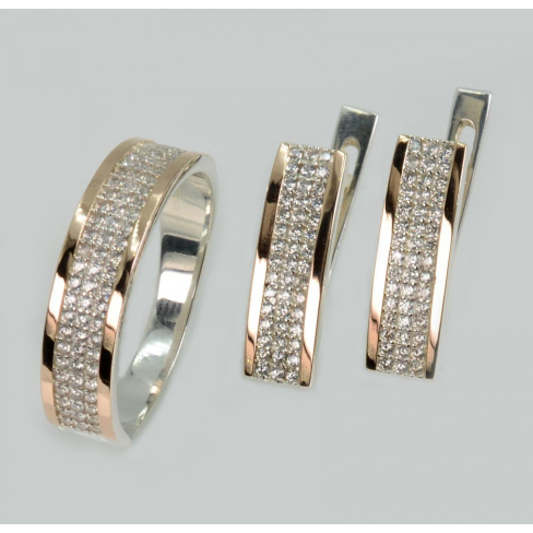 Серебряный набор с золотими пластинами