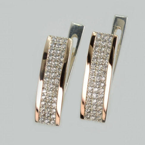 Серебряные серьги с золотыми пластинами