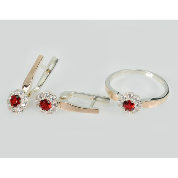 Серебряный набор с золотими пластинами (279)