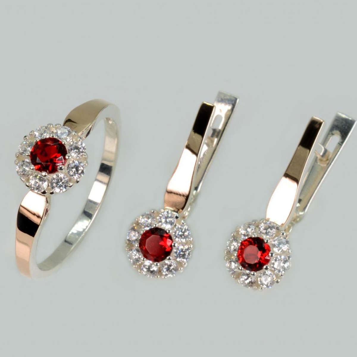 Серебряный набор с золотими пластинами (279)