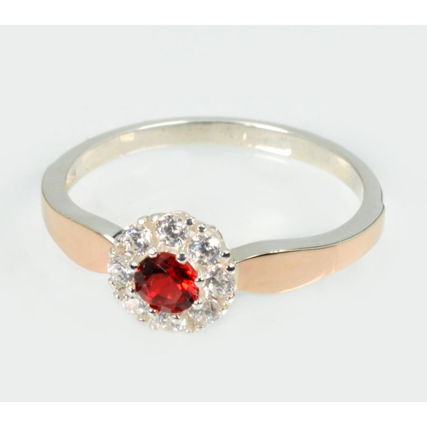 Серебряное кольцо с золотыми вставками (279к)