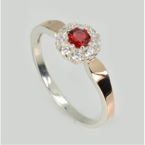 Серебряное кольцо с золотыми вставками (279к)