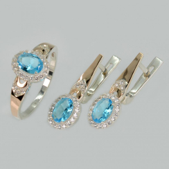 Серебряный набор с золотими пластинами