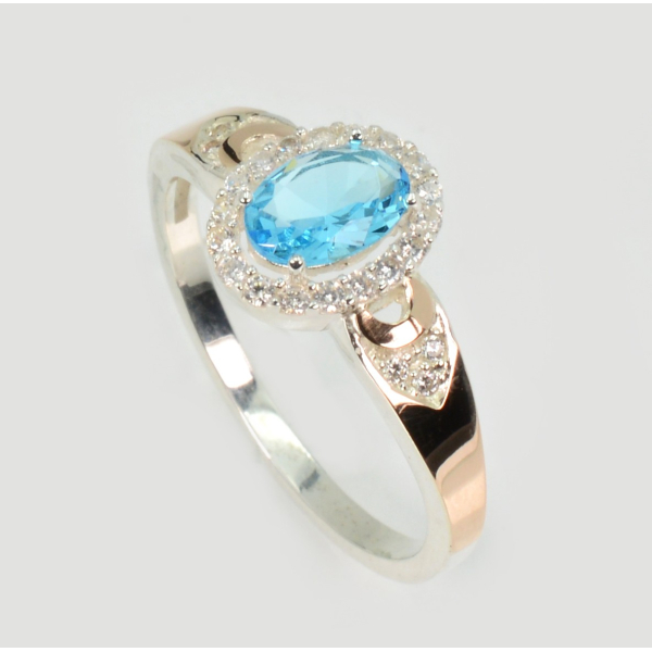 Серебряное кольцо с золотыми вставками (280к)