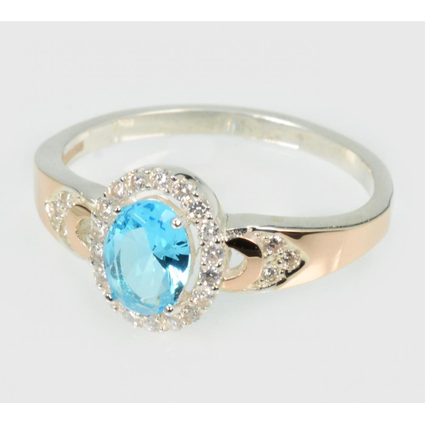 Серебряное кольцо с золотыми вставками (280к)