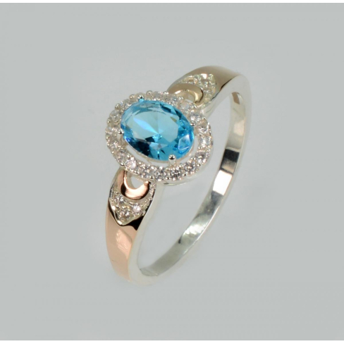 Серебряное кольцо с золотыми вставками