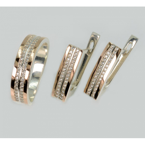 Срібний набір з золотими пластинами