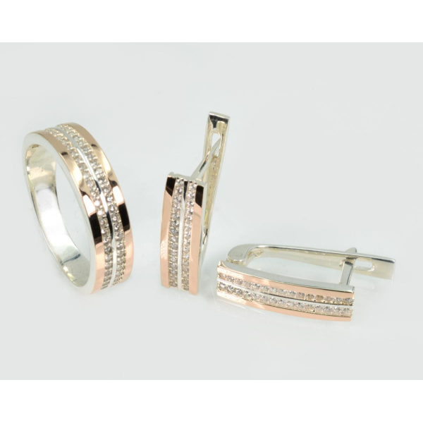 Серебряный набор с золотими пластинами (282)