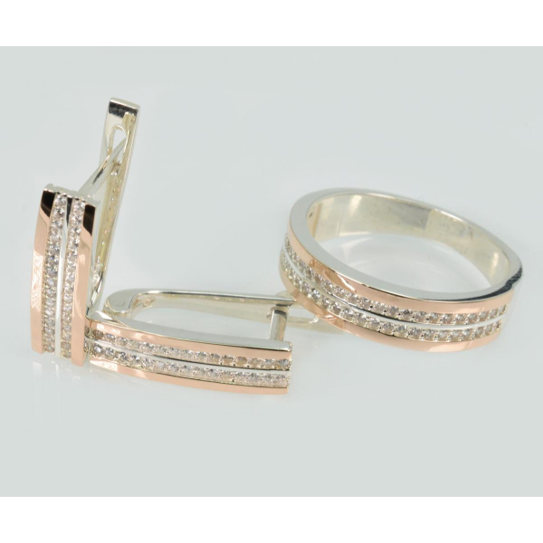 Серебряный набор с золотими пластинами (282)