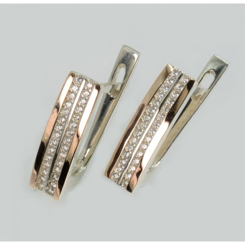 Серебряные серьги с золотыми пластинами