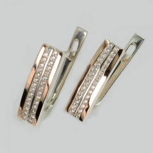 Серебряные серьги с золотыми пластинами