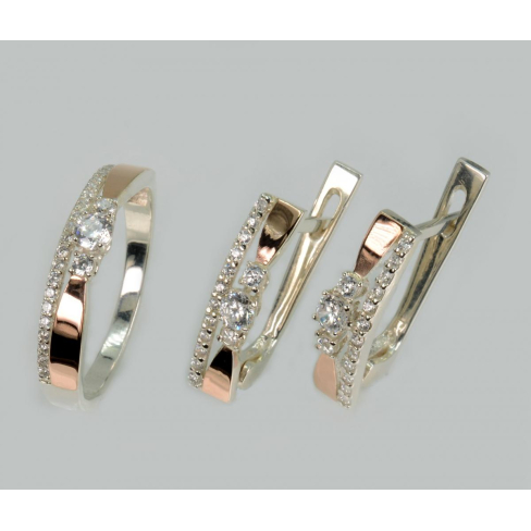 Серебряный гарнитур с золотыми вставками