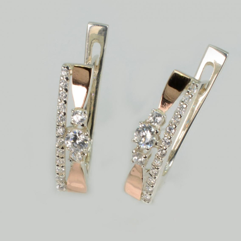 Серебряные серьги с золотыми пластинами