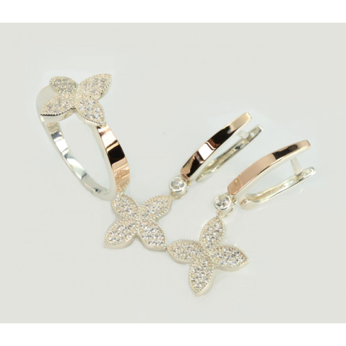 Серебряный гарнитур с золотыми вставками