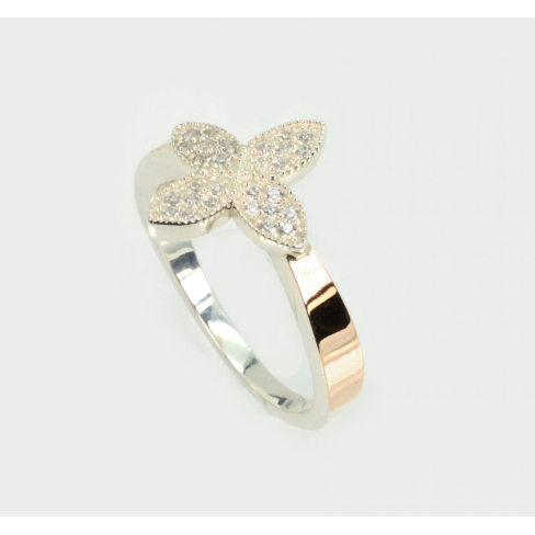 Серебряное кольцо с золотыми вставками