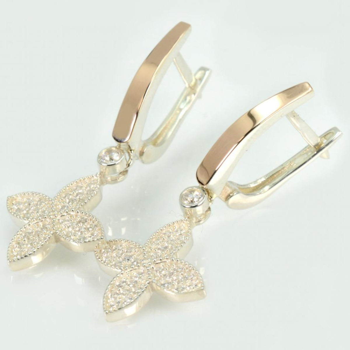 Серебряные серьги с золотыми пластинами (284с)