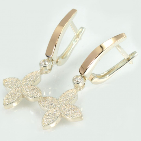 Серебряные серьги с золотыми пластинами