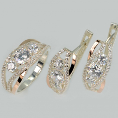 Серебряный набор с золотими пластинами