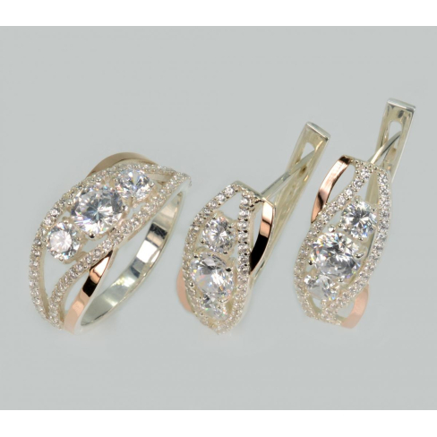 Серебряный набор с золотими пластинами